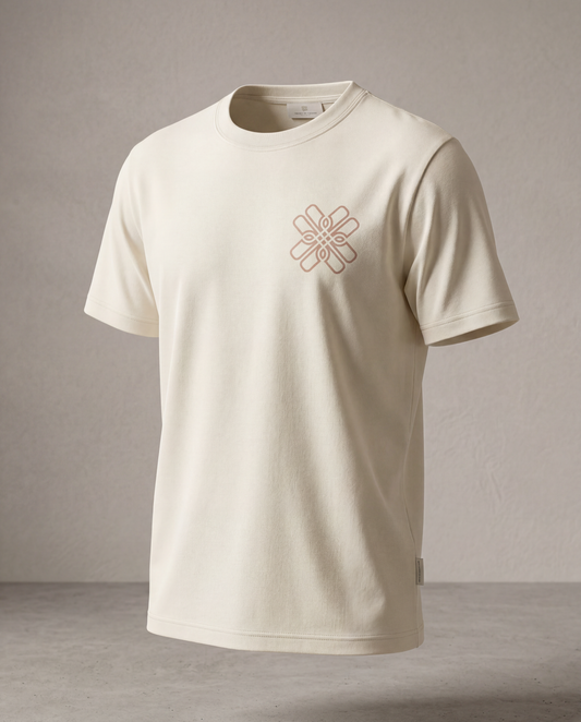 IE Signature Logo Tee | Cream x Rose Gold